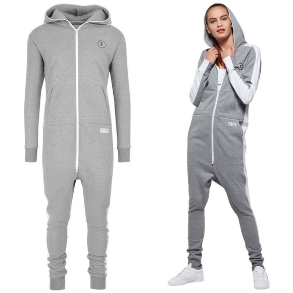 Onepiece • Racer Jumpsuit onesie navy white knit zip front loungewear unisex - Picture 2 of 16